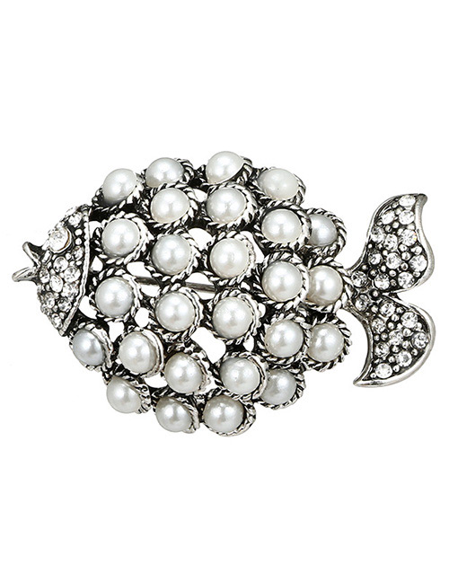Fashion Silver Color Fish Shape Decorated Brooch