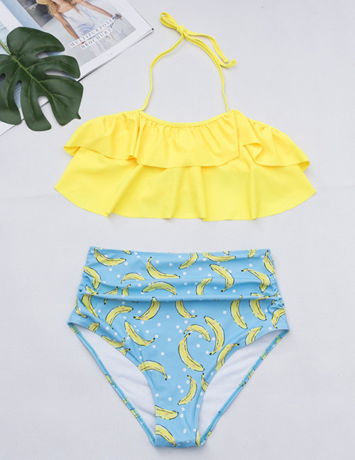 Fashion Yellow Banana Pattern Decorated Bikini