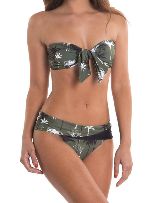 Sexy Green Tree Pattern Decorated Bikini