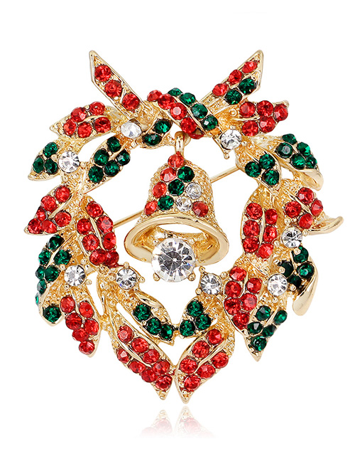 Fashion Red+green Bell Shape Decorated Brooch