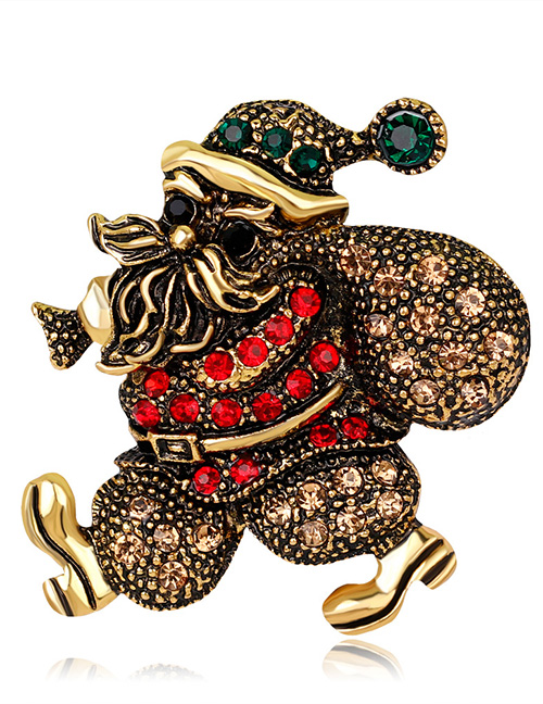 Fashion Gold Color Santa Claus Shape Decorated Brooch