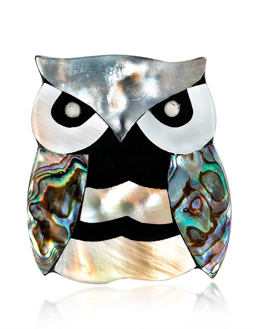 Fashion Khaki Owl Shape Decorated Brooch