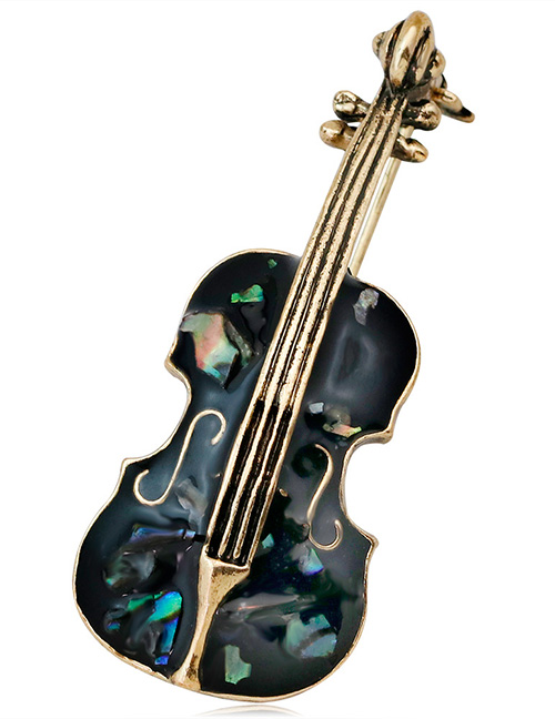 Fashion Black Violin Shape Decorated Brooch