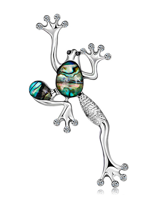 Fashion Silver Color Frog Shape Decorated Brooch