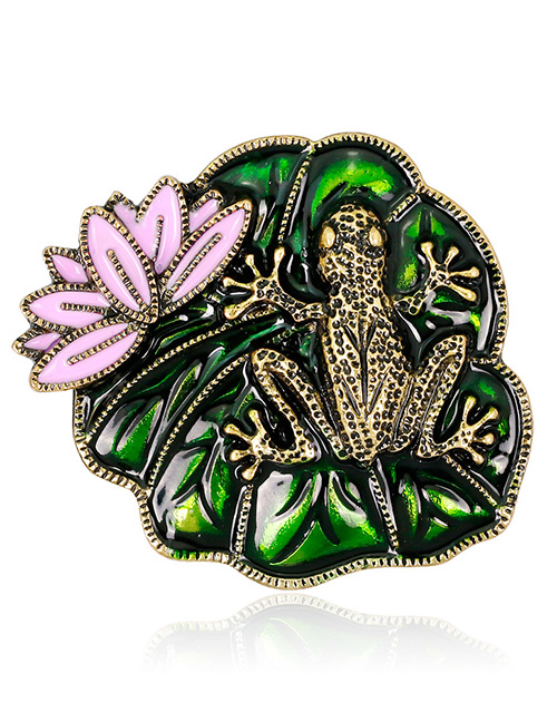Fashion Green Frog Shape Decorated Brooch