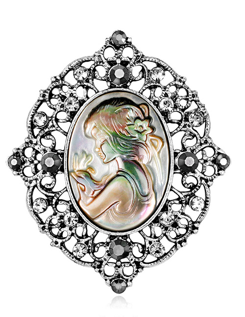 Fashion Silver Color Girl Pattern Decorated Brooch