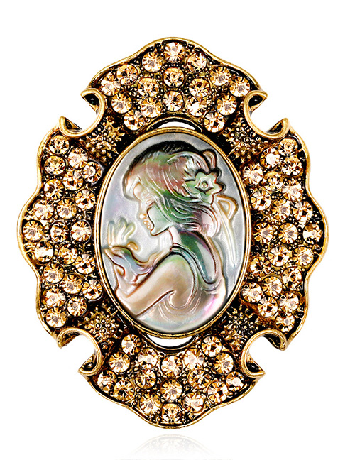 Fashion Gold Color Diamond Decorated Brooch