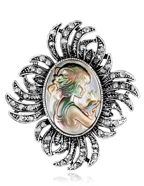 Fashion Silver Color Girl Pattern Decorated Brooch