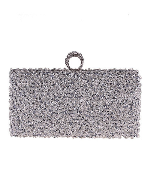 Fashion Silver Color Square Shape Decorated Handbag