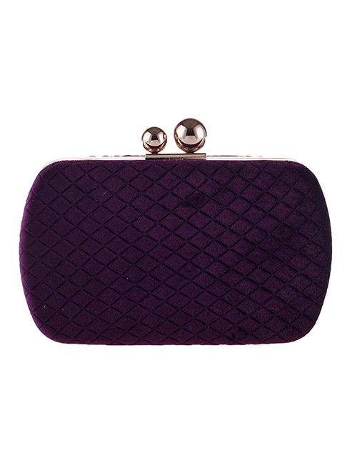 Fashion Purple Pure Color Decorated Handbag