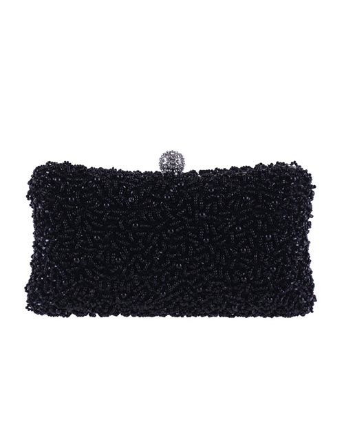 Fashion Black Pure Color Decorated Handbag