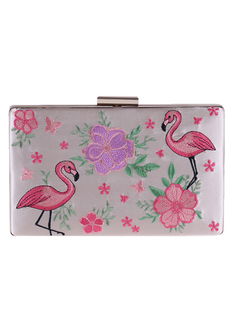 Fashion White Flamingo Pattern Decorated Handbag