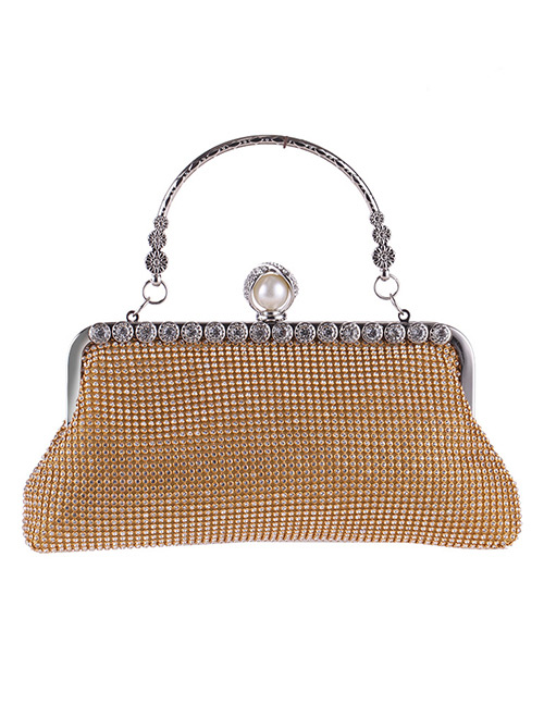 Fashion Gold Color Diamond&pearl Decorated Handbag