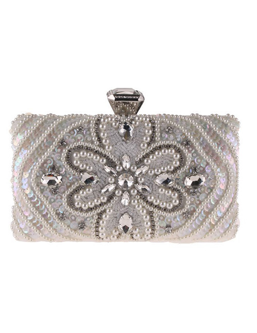 Fashion White Square Shape Decorated Handbag