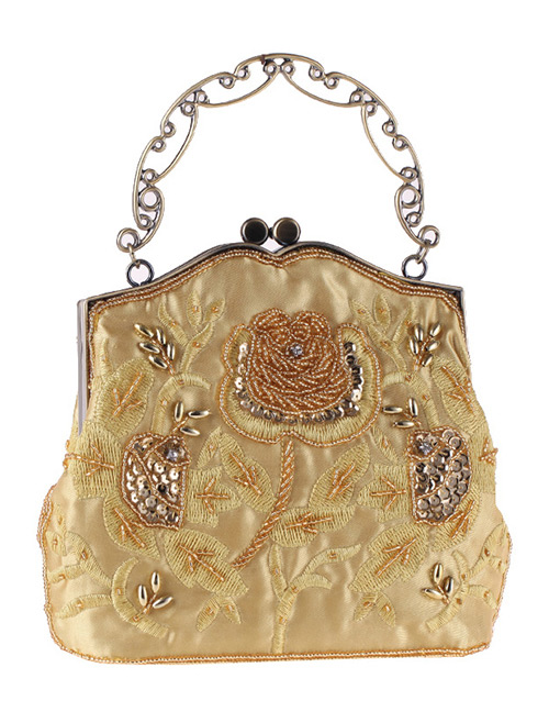 Vintage Gold Color Pure Color Decorated Handbag
