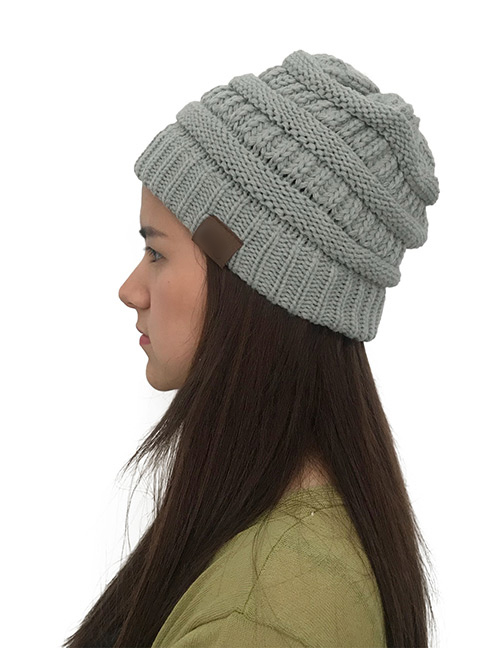 Fashion Light Gray Pure Color Decorated Hat