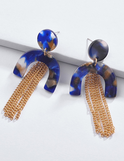 Fashion Sapphire Blue Leopard Pattern Decorated Earrings