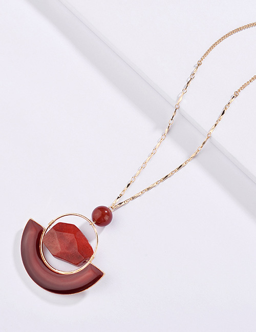 Fashion Red Sector Shape Decorated Necklace