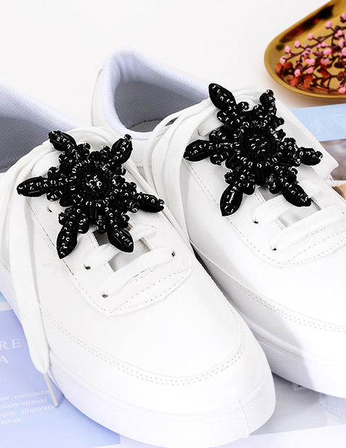 Fashion Black Bead&diamond Decorated Shoes Accessories