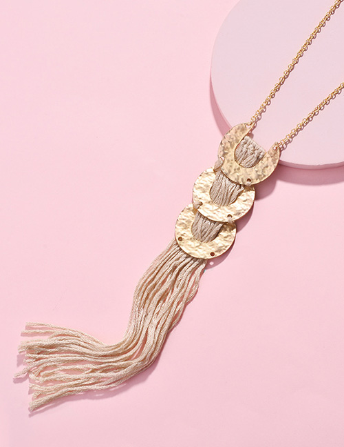 Fashion Gold Color Tassel Decorated Pure Color Necklace