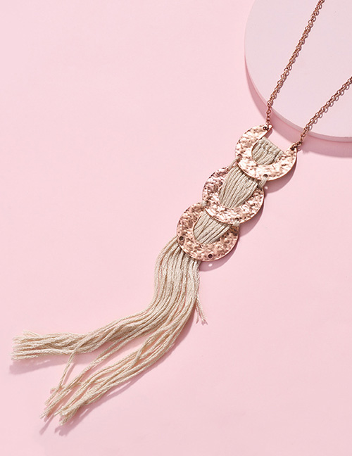 Fashion Rose Gold Tassel Decorated Pure Color Necklace