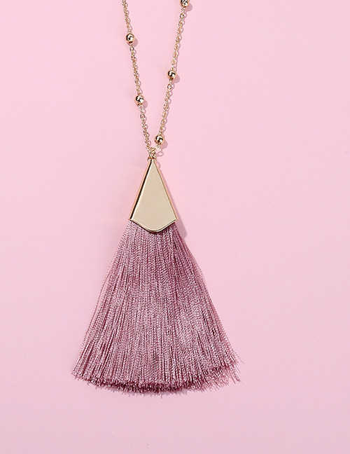 Fashion Dark Pink Tassel Decorated Pure Color Necklace