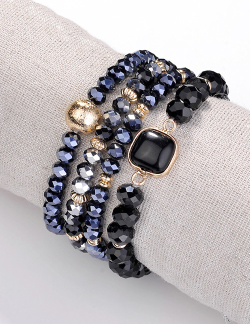 Fashion Black Bead Decorated Bracelet (4 Pcs)