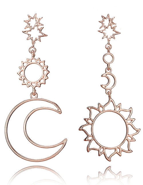 Fashion Rose Gold Moon&star Shape Decorated Earrings