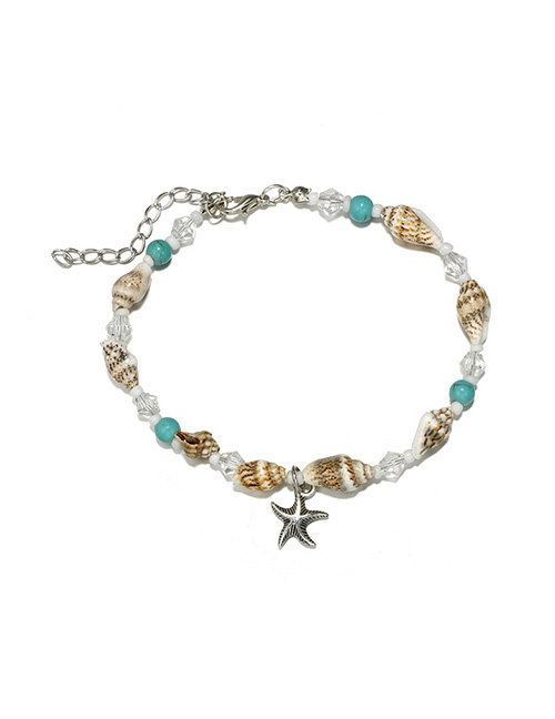 Fashion Silver Color Starfish Shape Decorated Anklet