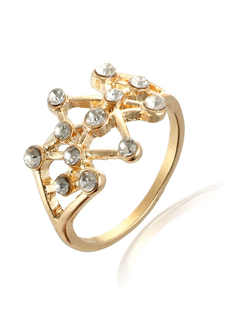 Fashion Gold Color Diamond Decorated Ring