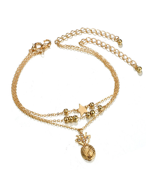 Fashion Gold Color Pineapple Pendant Decorated Simple Anklet