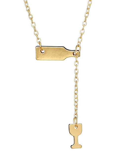 Fashion Gold Color Bottle Shape Decorated Long Necklace