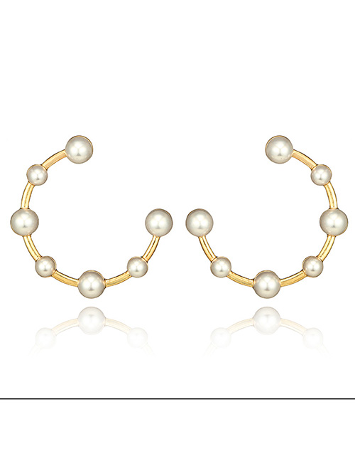Fashion Gold Color Full Pearls Decorated Simple Earrings