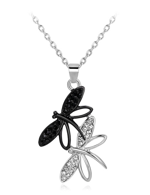 Fashion Black+silver Color Dragonfly Shape Decorated Necklace