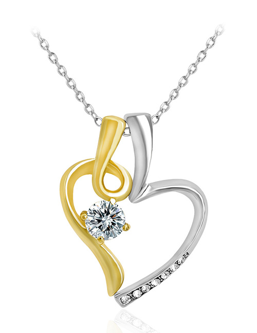 Fashion Gold Color+silver Color Heart Shape Decorated Necklace