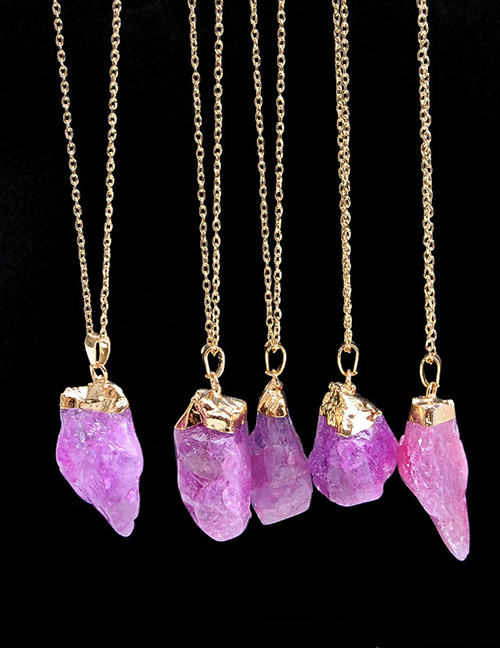 Fashion Purple Irregular Shape Stone Decorated Necklace(1pc)