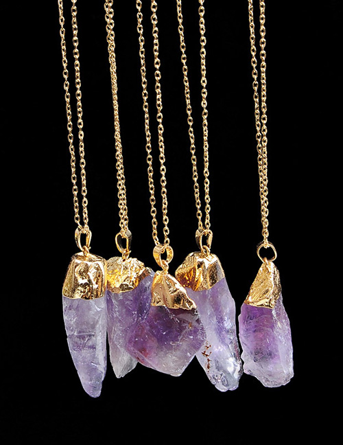 Fashion Light Purple Irregular Shape Stone Decorated Necklace(1pc)