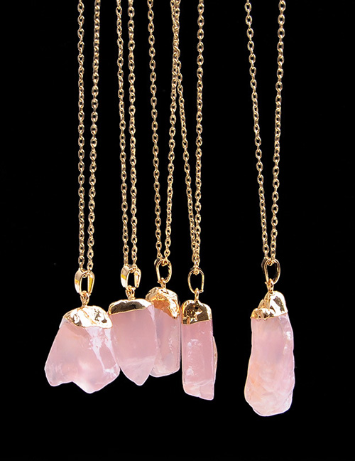 Fashion Pink Irregular Shape Stone Decorated Necklace(1pc)