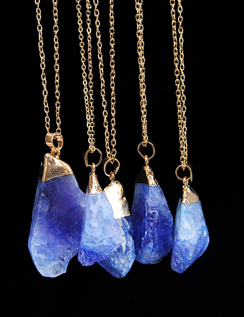 Fashion Dark Blue Irregular Shape Stone Decorated Necklace(1pc)