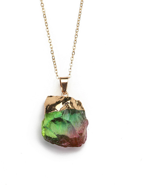 Fashion Multi-color Stones Pendant Decorated Long Necklace