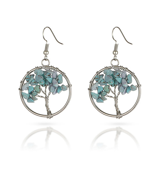 Fashion Light Blue Tree Pendant Decorated Earrings