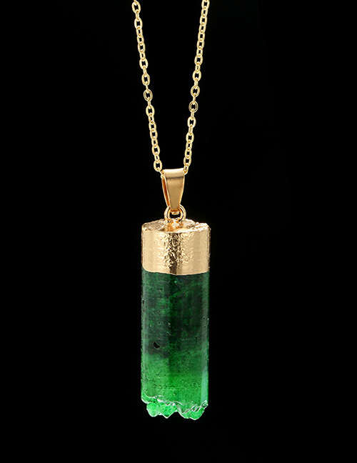 Fashion Green Cylinder Shape Decorated Long Necklace