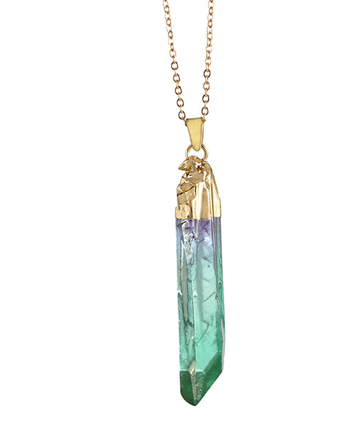 Fashion Green+purple Color Matching Design Long Necklace