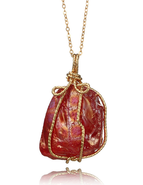 Fashion Red Irregular Shape Pendant Decorated Necklace