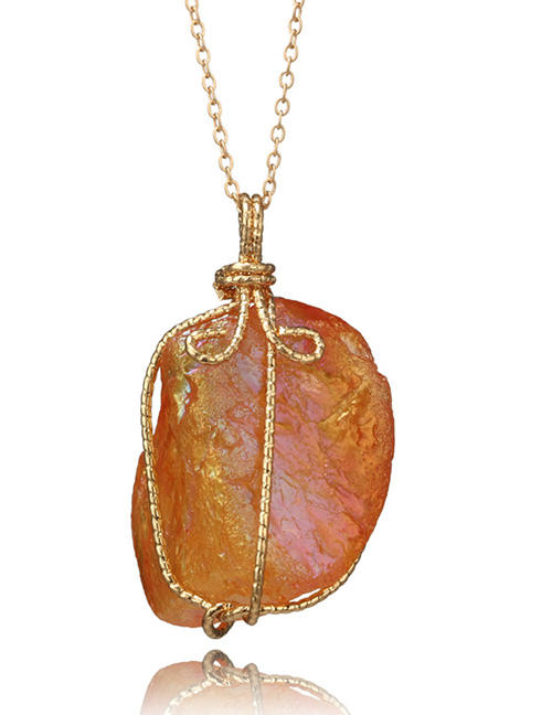 Fashion Orange Irregular Shape Pendant Decorated Necklace
