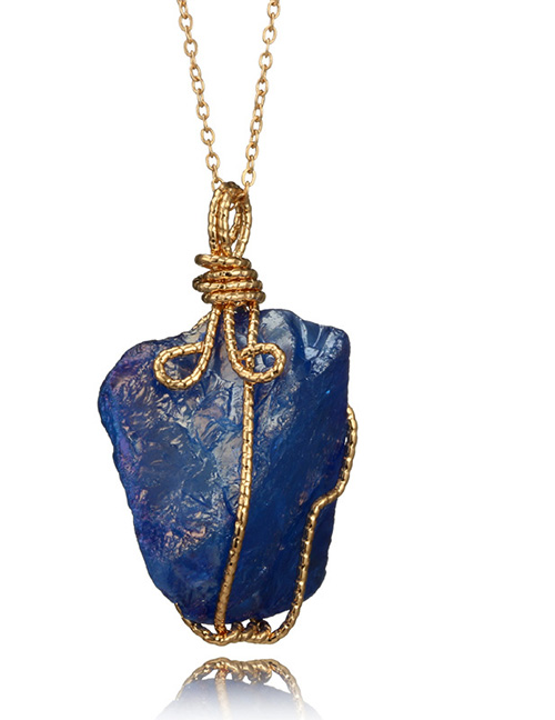 Fashion Blue Irregular Shape Pendant Decorated Necklace