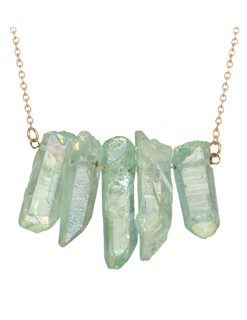 Fashion Light Green Pure Color Decorated Long Necklace