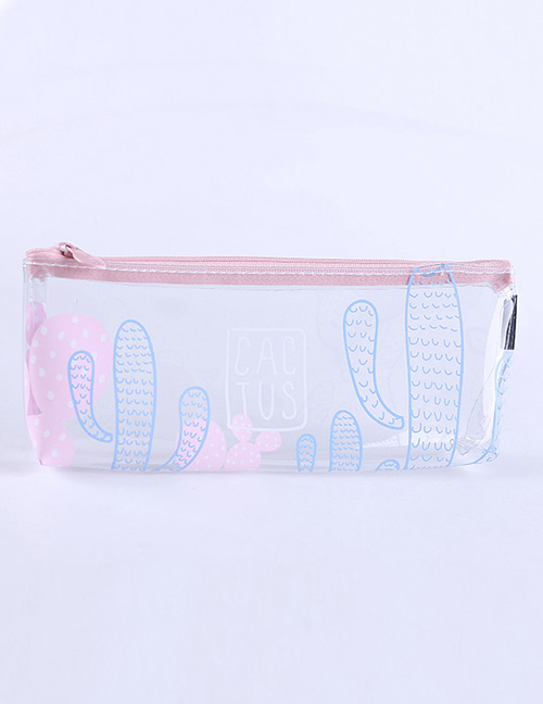 Fashion Blue+pink Cactus Pattern Decorated Pencil Case