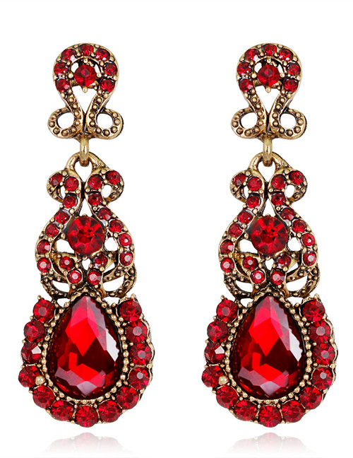 Elegant Red Pure Color Design Hollow Out Earrings