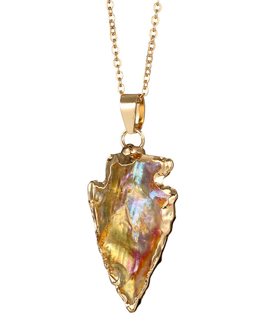 Fashion Yellow Triangle Shape Stone Decorated Necklace